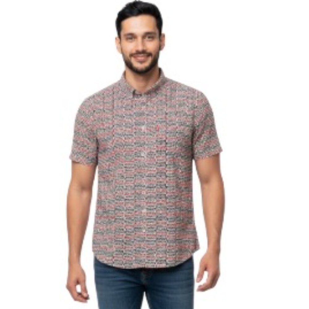Levi's XL Graphic Lettered Button Down Short Sleeve Shirt